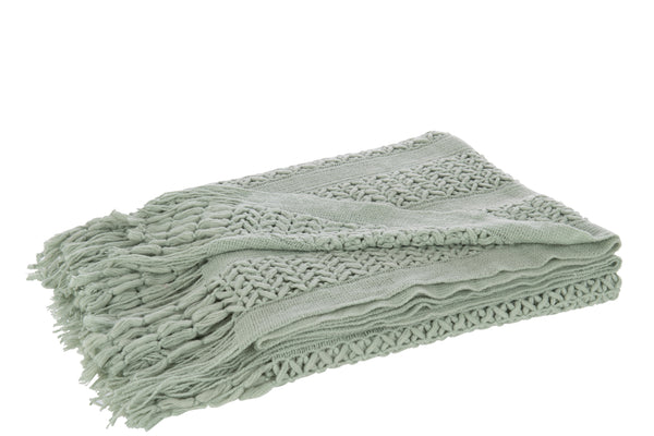 Vtwonen J-Line Plaid Gebreid - Polyester - Lichtgroen - 160 X 130 Cm