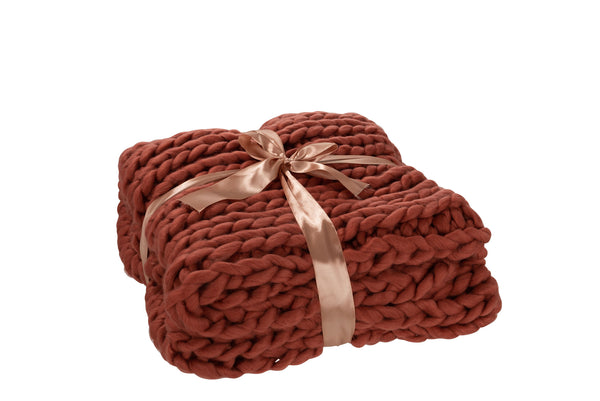 Vtwonen J-Line Plaid Gebreid - Polyester - Rood - 175 X 130 Cm