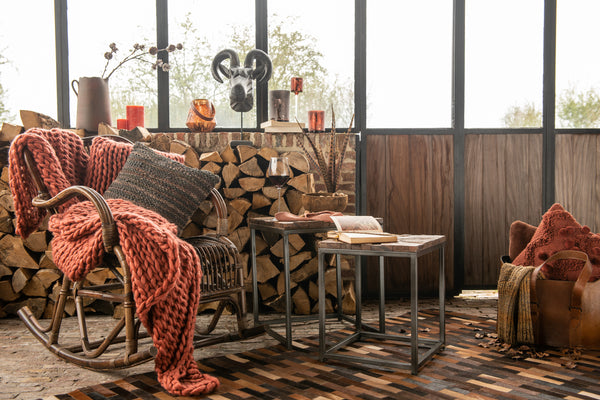 Vtwonen J-Line Plaid Gebreid - Polyester - Rood - 175 X 130 Cm