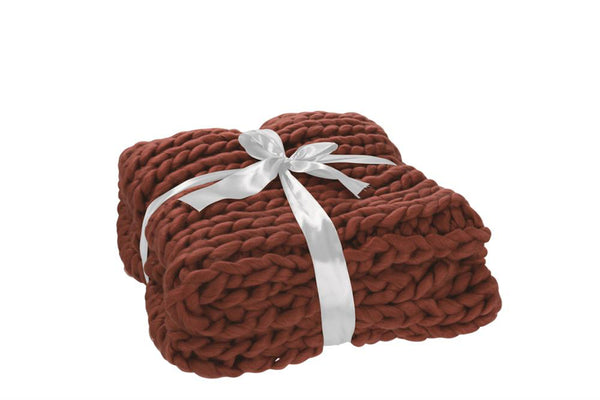 vtwonen J-Line plaid Gebreid - polyester - rood - 175 x 130 cm