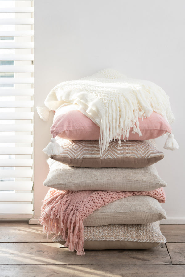 Vtwonen J-Line Plaid Gebreid - Polyester - Wit - 160 X 130 Cm