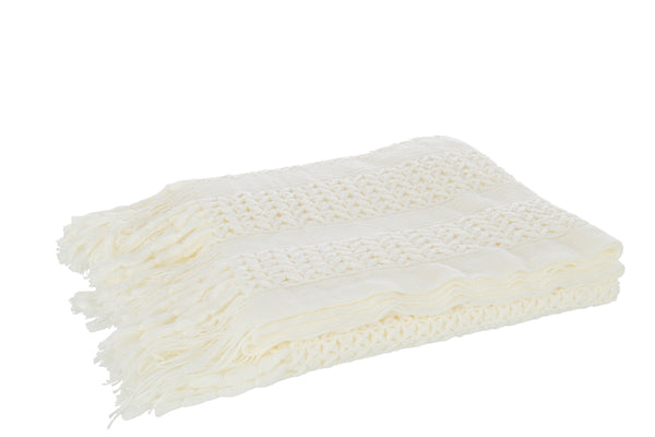 vtwonen J-Line plaid Gebreid - polyester - wit - 160 x 130 cm