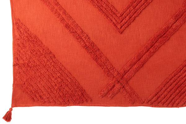 Vtwonen J-Line Plaid Getuft + Kwasten - Katoen - Rood - 130 X 180 Cm