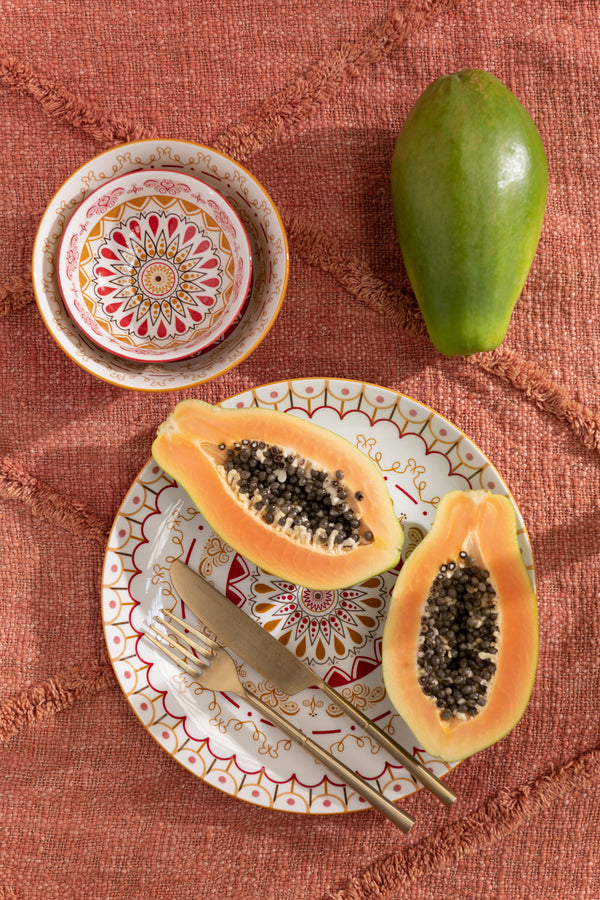 Vtwonen J-Line Plaid Kwastjes - Katoen - Terracotta - 190 X 56 Cm