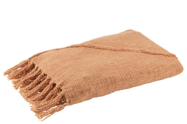 Vtwonen J-Line Plaid Kwastjes - Katoen - Zalm - 190 X 56 Cm