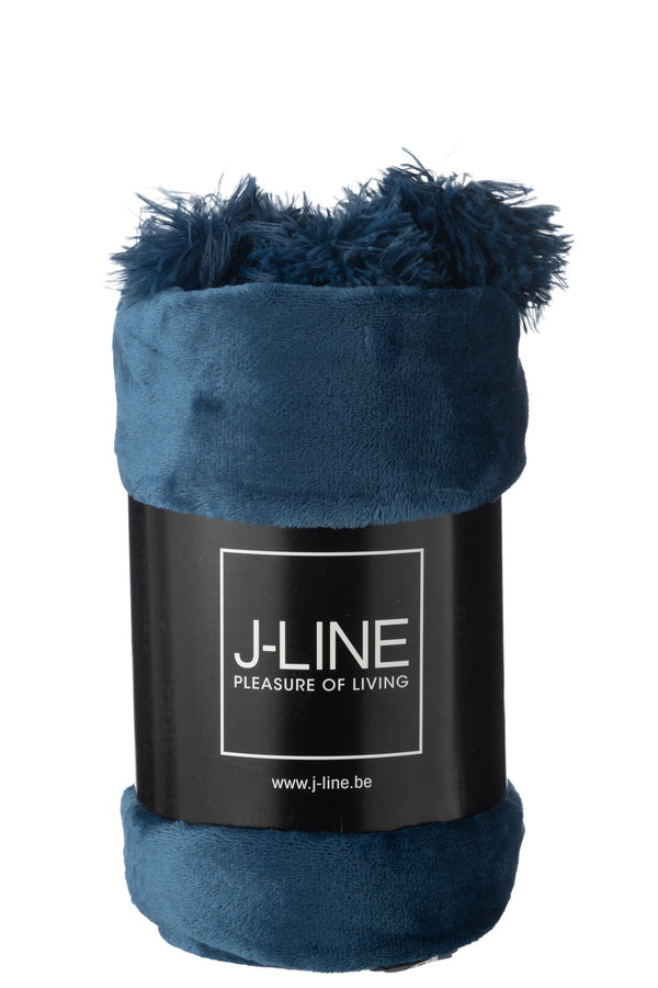 Vtwonen J-Line Plaid Pompom - Polyester - Blauw - 170 X 130 Cm