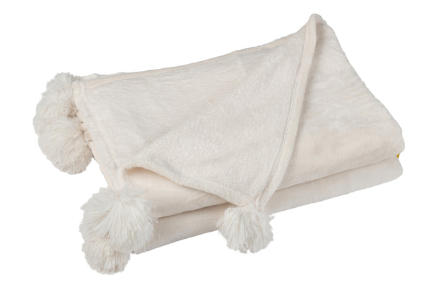 vtwonen J-Line plaid Pompom - polyester - creme - 170 x 130 cm