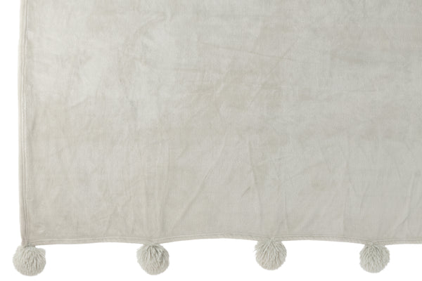 Vtwonen J-Line Plaid Pompom - Polyester - Lichtgrijs - 170 X 130 Cm