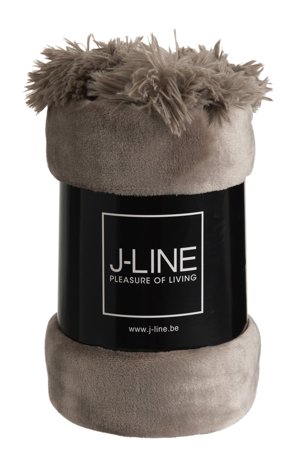 Vtwonen J-Line Plaid Pompom - Polyester - Taupe - 170 X 130 Cm