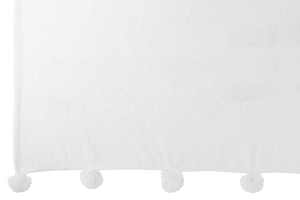 Vtwonen J-Line Plaid Pompom - Polyester - Wit - 170 X 130 Cm