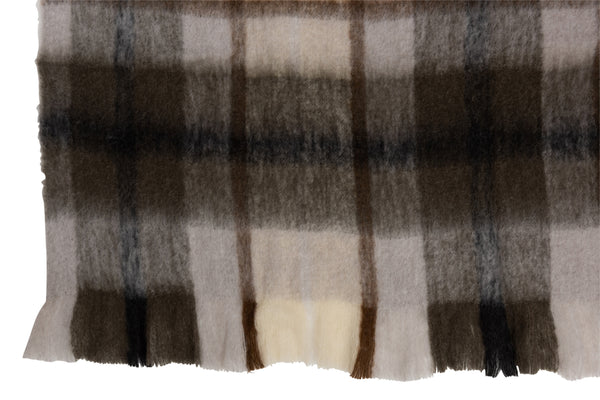 Vtwonen J-Line Plaid Ruit - Polyester - Bruin/grijs/wit - 190 X 136 Cm