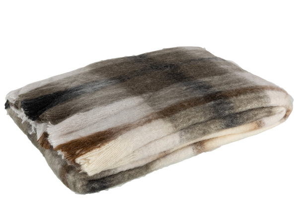 vtwonen J-Line plaid Ruit - polyester - bruin/grijs/wit - 190 x 136 cm