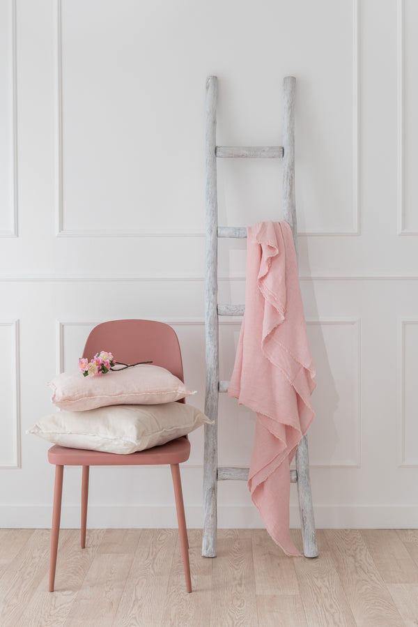 Vtwonen J-Line Plaid Stonewashed - Linnen - Roze - 200 X 150 Cm