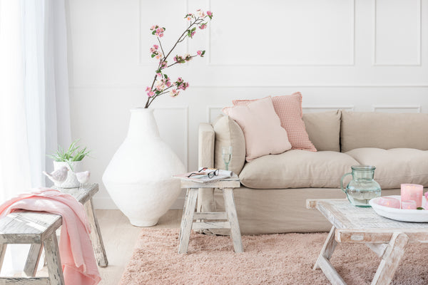 Vtwonen J-Line Plaid Stonewashed - Linnen - Roze - 200 X 150 Cm