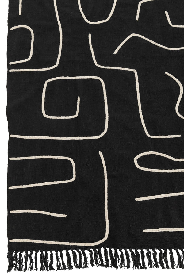 Vtwonen J-Line Plaid Strepen/Bogen - Katoen - Zwart/wit - 180 X 130 Cm