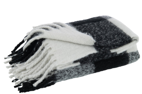 Vtwonen J-Line Plaid Tegels - Polyester - Zwart/wit - 152 X 127 Cm