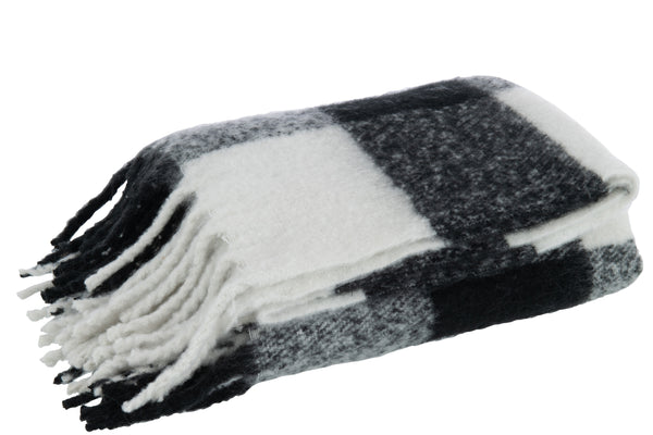 vtwonen J-Line plaid Tegels - polyester - zwart/wit - 152 x 127 cm