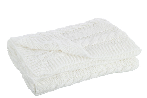 Vtwonen J-Line Plaid Twist - Polyester - Wit - 130 X 180 Cm