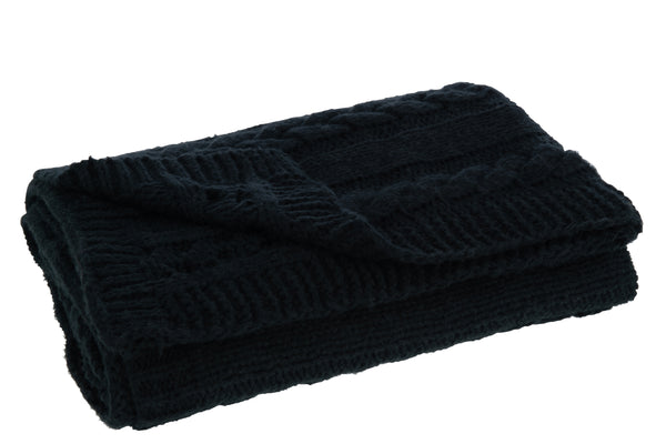 Vtwonen J-Line Plaid Twist - Polyester - Zwart - 130 X 180 Cm