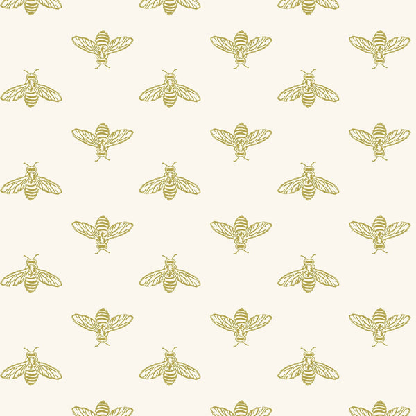 Vtwonen Joules Vliesbehang Block Print Bee Antique Goud
