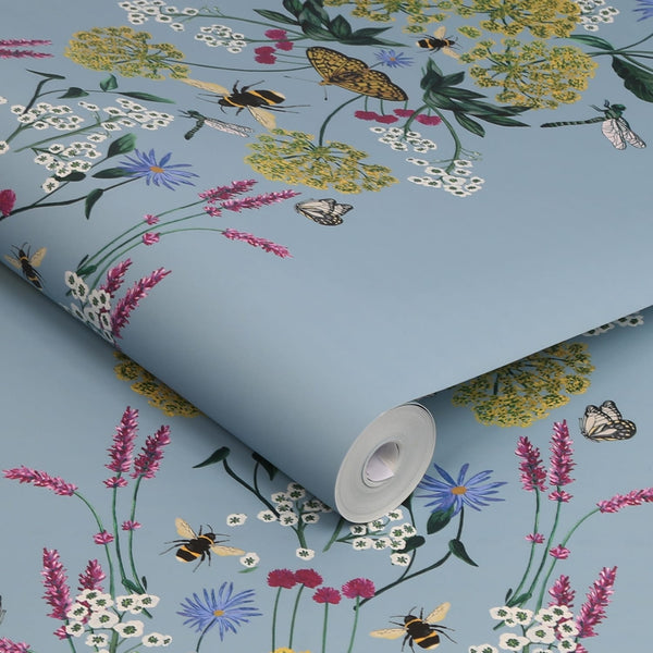 Vtwonen Joules Vliesbehang Perfect Pollinators Haze Blauw
