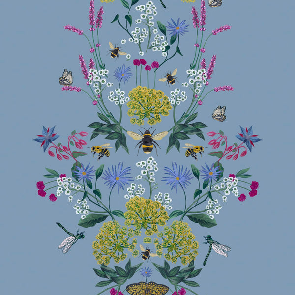 vtwonen Joules vliesbehang Perfect Pollinators Haze blauw