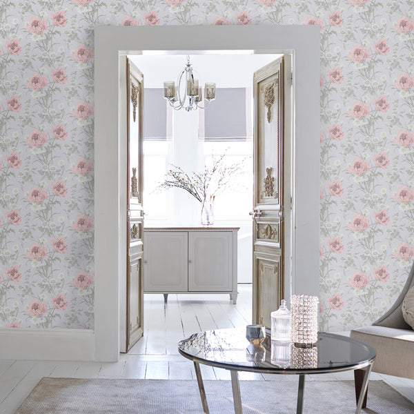 Vtwonen Laura Ashley Aurelie Behang - Bloemen - 10mx52cm - Grijs