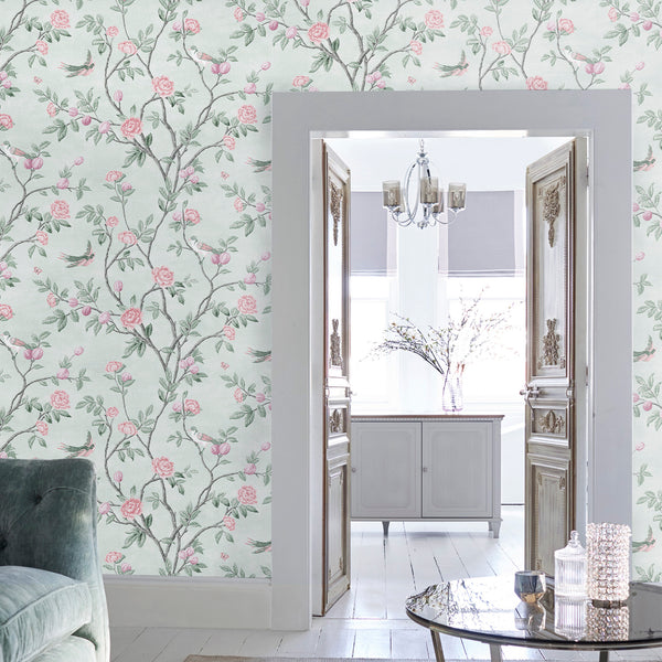 Vtwonen Laura Ashley Eglantine Behang - Bloemen - 10mx52cm - Groen