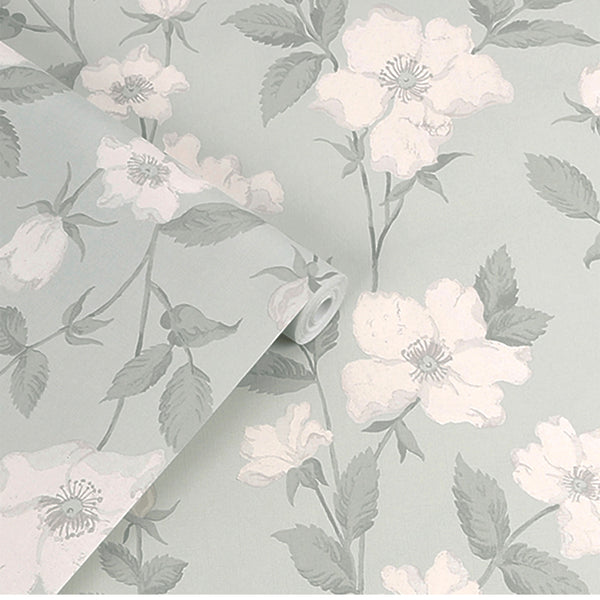 Vtwonen Laura Ashley Fleurir Smoke Behang - Bloemen - 10mx52cm - Groen