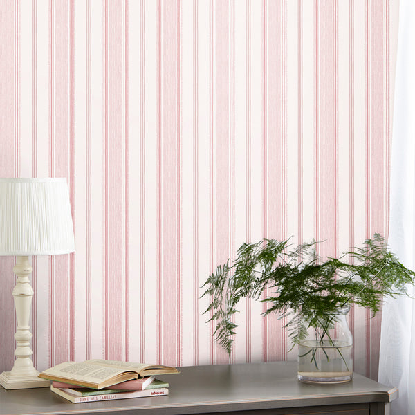 Vtwonen Laura Ashley Heacham Stripe Behang - Streep - 10mx52cm - Roze
