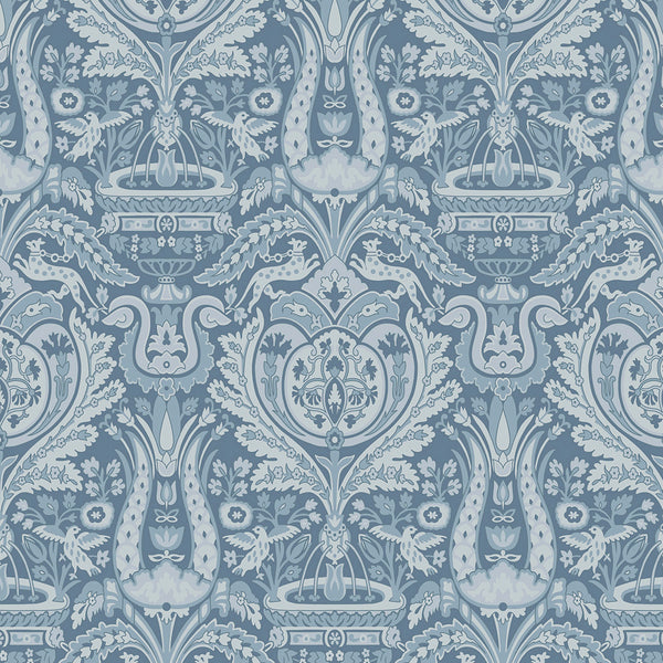 vtwonen Laura Ashley Heraldic Damask Behang - Damast - 10mx52cm - Blauw