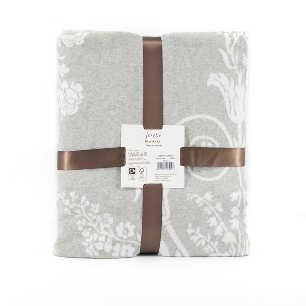 Vtwonen Laura Ashley Josette Plaid - Bloemen - 130x170cm - Grijs