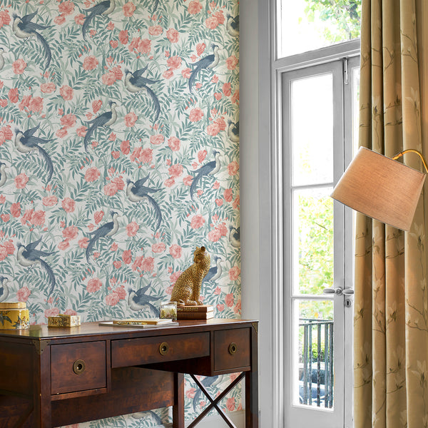 Vtwonen Laura Ashley Osterley Rosewood Behang - Bloemen En Dieren - 10mx52cm - Blauw