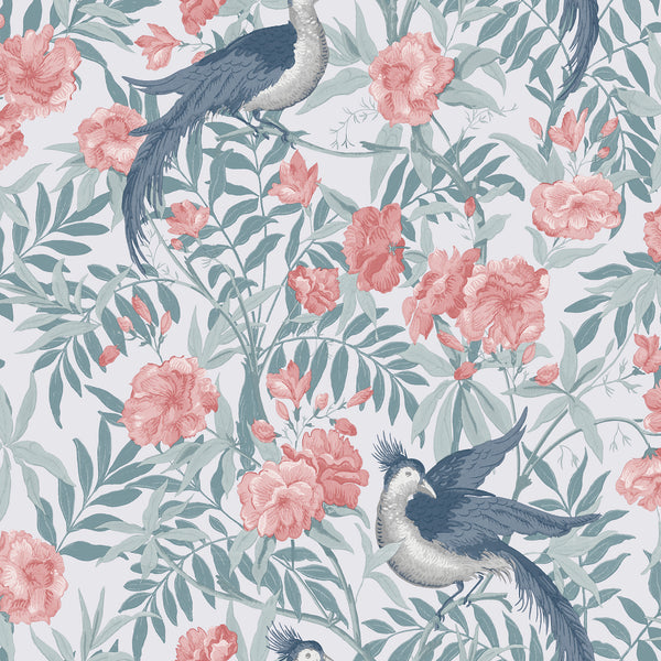 vtwonen Laura Ashley Osterley Rosewood Behang - Bloemen en Dieren - 10mx52cm - Blauw