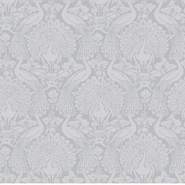 vtwonen Laura Ashley Peacock Damask Behang - Damast - 10mx52cm - Grijs