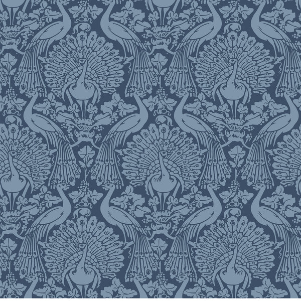 vtwonen Laura Ashley Peacock Damask Behang - Damast - 10mx52cm - Blauw