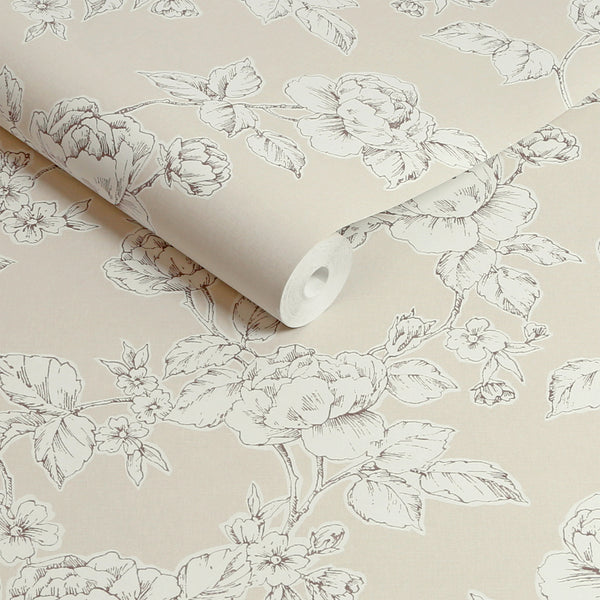 Vtwonen Laura Ashley Pollington Roses Behang - Bloemen - 10mx52cm - Beige