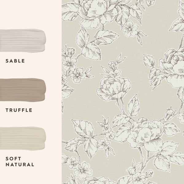 Vtwonen Laura Ashley Pollington Roses Behang - Bloemen - 10mx52cm - Beige