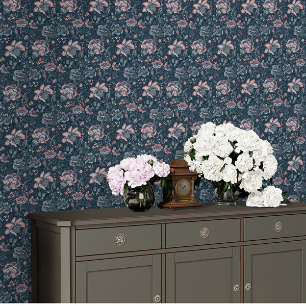 Vtwonen Laura Ashley Portia Behang - Bloemen - 10mx52cm - Blauw