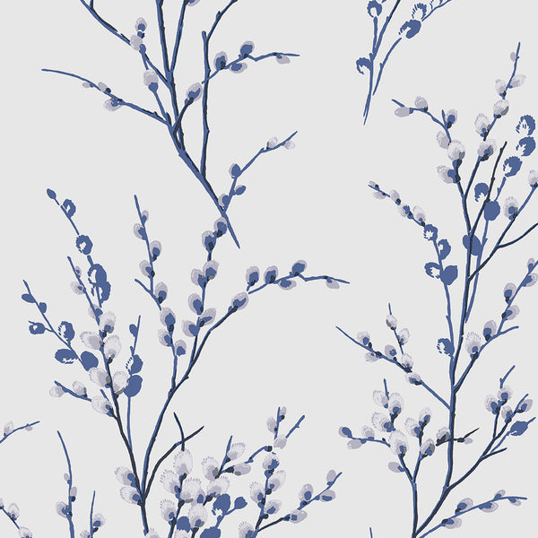 vtwonen Laura Ashley Pussy Willow Behang - Planten - 10mx52cm - Blauw
