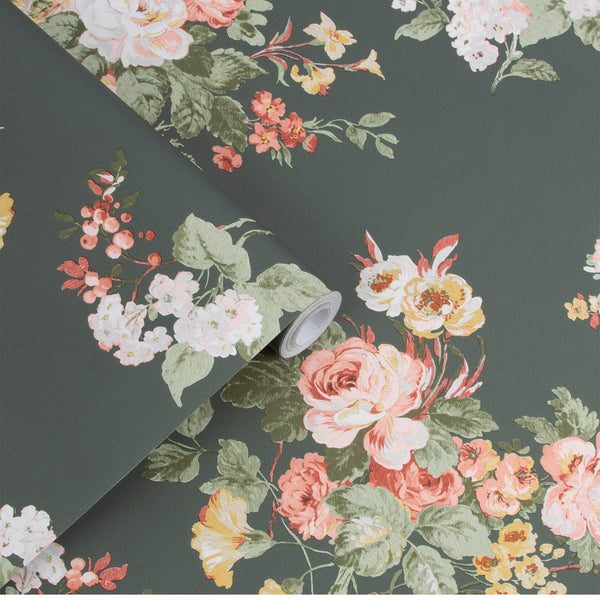 Vtwonen Laura Ashley Rosemore Behang - Bloemen - 10mx52cm - Groen