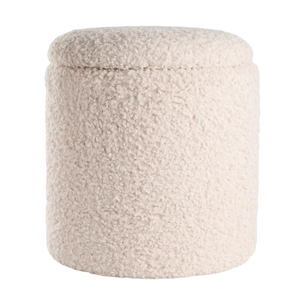 Vtwonen Lisomme Sem Teddy Poef Gebroken Wit - Met Opbergruimte - Ø 36 Cm