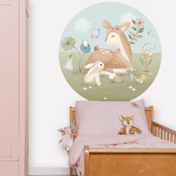 Vtwonen Little Dutch Fairy Garden Behangcirkel - Dieren - 1m - Roze