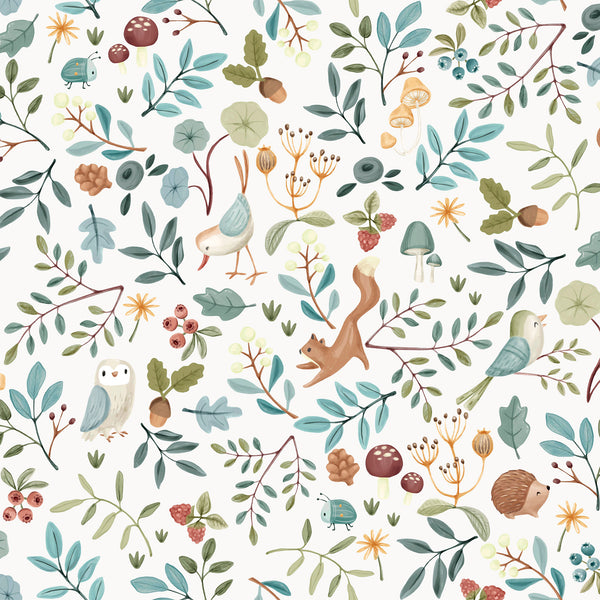 vtwonen Little Dutch Forest Wonders Behang Kinderkamer - Dieren - 10mx52cm - Blauw