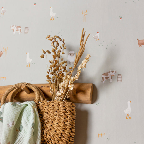Vtwonen Little Dutch Little Farm Behang Kinderkamer - Dieren - 10mx52cm - Groen