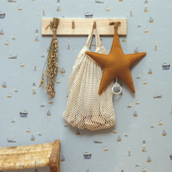 Vtwonen Little Dutch Sailors Bay Blue Fotobehang - Boten - 2 80x3m - Blauw