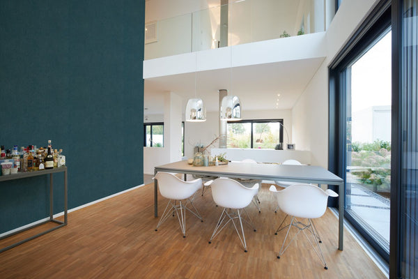 Vtwonen Livingwalls Behang Effen Petrolblauw En Goud - 53 Cm X 10 05 M - AS-386944