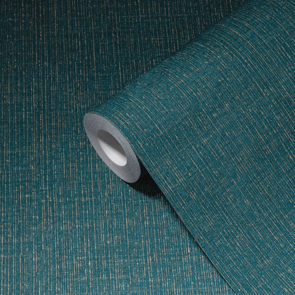 vtwonen Livingwalls behang effen petrolblauw en goud - 53 cm x 10 05 m - AS-386944