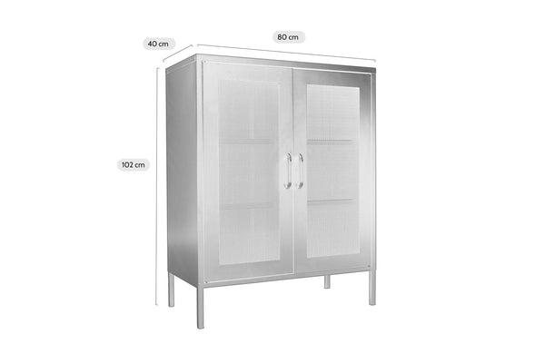 Vtwonen MaximaVida Metalen Locker Vitrine Kast Finn 102 X 80 X 40 Cm Zwart - 2 Schappen