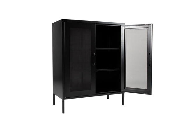 Vtwonen MaximaVida Metalen Locker Vitrine Kast Finn 102 X 80 X 40 Cm Zwart - 2 Schappen